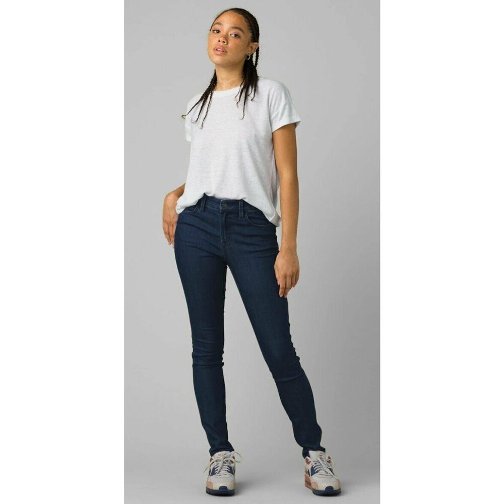 NEW prAna INDIGO WASH ODAY JEANS PANTS SIZE 0 REGULAR INSEAM